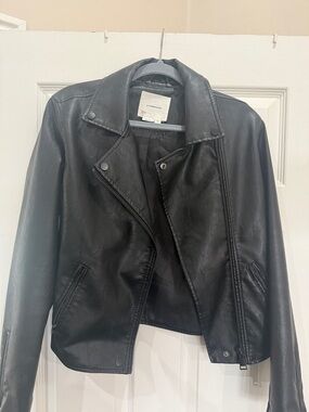 Anthropologie Black Faux Leather Moto Jacket